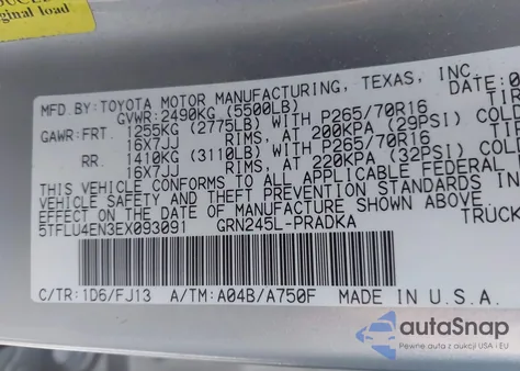 2014 Toyota Tacoma Base V6 z USA, uszkodzony, nr VIN 5TFLU4EN3EX093091